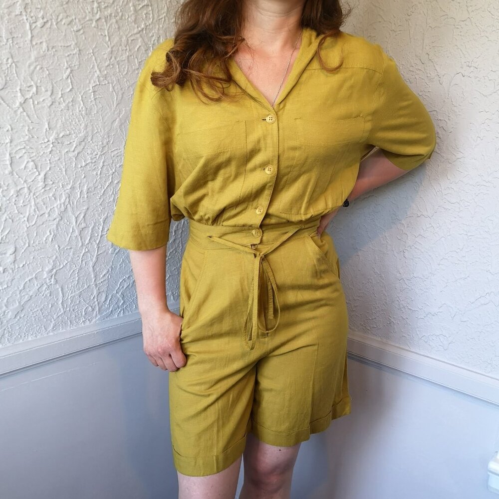 Vintage Green Romper with Hood